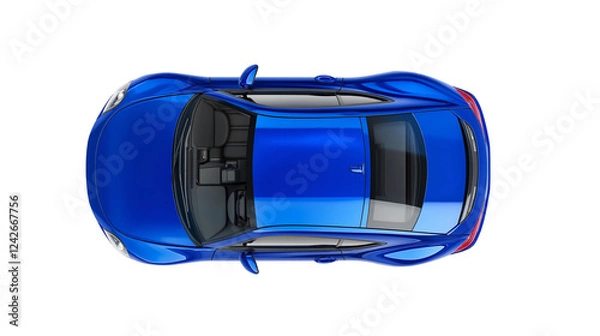 Fototapeta car top view isolated on transparent white background, clipping path