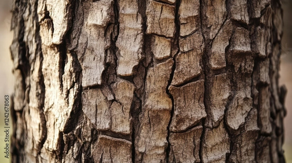 Fototapeta Weathered bark on ancient tree, showcasing intricate textures and patterns, creates perfect space for texture enthusiasts and nature lovers alike