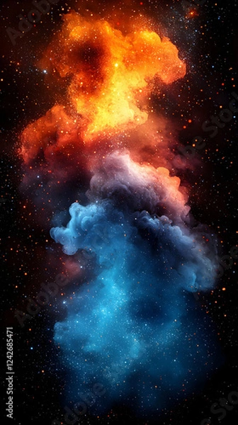 Fototapeta Cosmic Nebula: Vivid Colors Dance Across Space