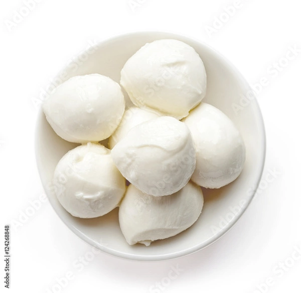 Obraz Miska kulek mozzarelli z góry