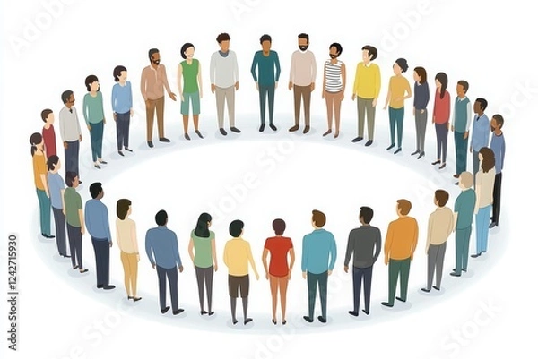 Fototapeta A diverse group of people standing in a circle, representing unity, collaboration, and community engagement.