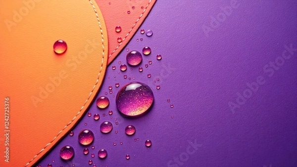 Obraz 紫とオレンジと水滴