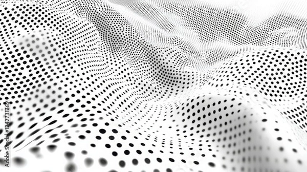 Fototapeta Flowing dots create an abstract, elegant background design. 