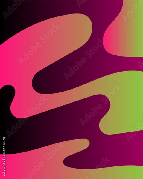 Fototapeta Bright abstract background with gradient in pink, green and crimson neon shades. Vector illustration