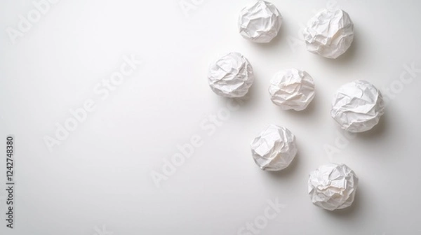 Obraz White Crumpled Paper Balls On A White Background
