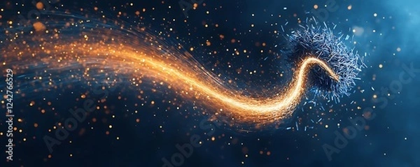 Fototapeta Illustration of a magnetic field with iron filings forming curves sharply displayed