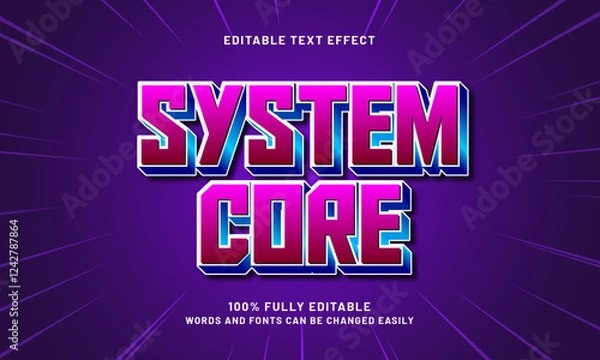 Fototapeta system core editable text effect with a techno and smart theme
