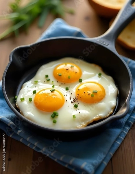 Obraz eggs in a cast iron skillet