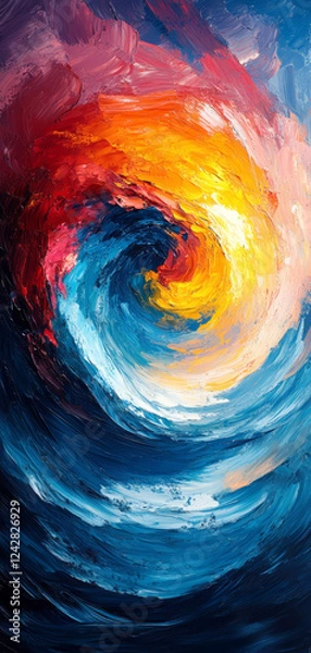 Obraz Abstract watercolor background with blue, orange, red and yellow colors