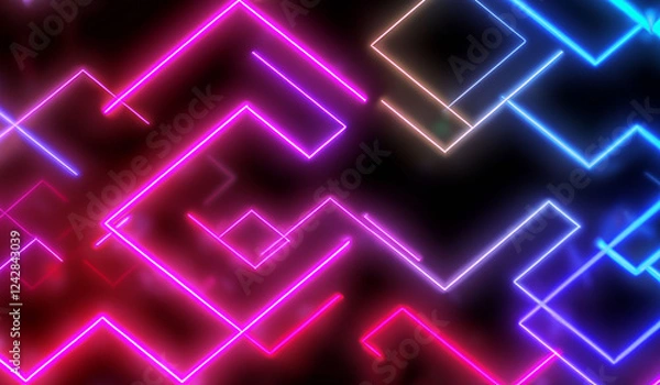 Fototapeta Abstract blue pink  neon lines background