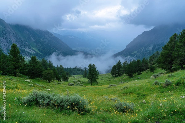 Obraz Dramatic Sky as Lightning Strikes Over the Horizont