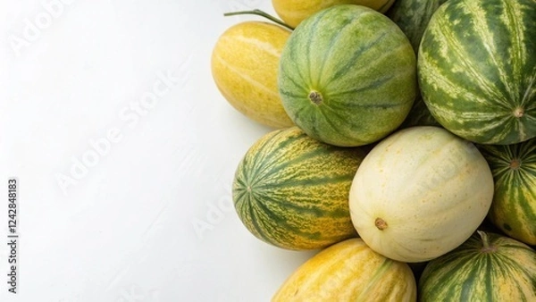 Fototapeta A bunch of fresh water melons in the right side, white blank area in the left side, isolated background