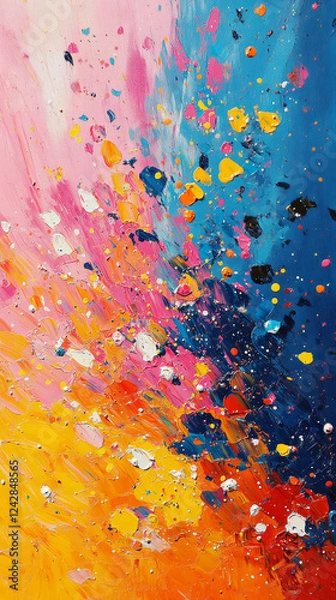 Obraz Abstract oil painting on canvas with multicolored splashes, creative background