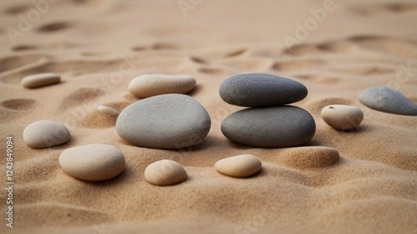 Fototapeta Zen spa stones on the sand