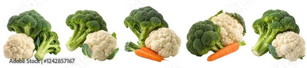 Fototapeta Fresh Broccoli and Cauliflower with Carrots