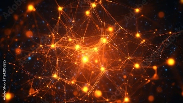 Fototapeta Illuminated Network Of Interconnected Points And Lines