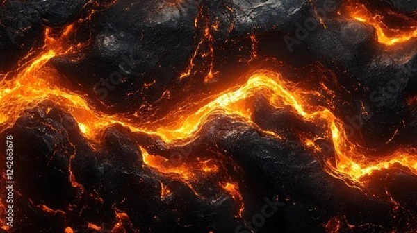 Obraz An abstract molten iron background with glowing liquid textures and deep shadows