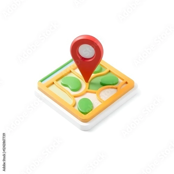 Fototapeta 3d Map Pin Location Icon Design Illustration