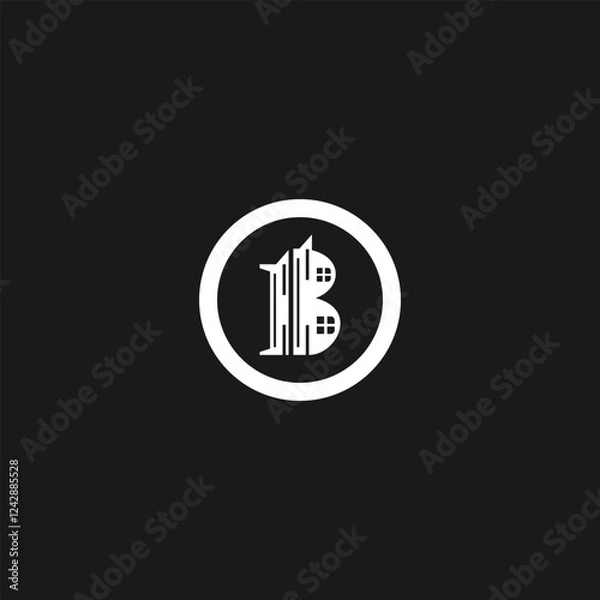 Fototapeta b logo with building design template vector illustration