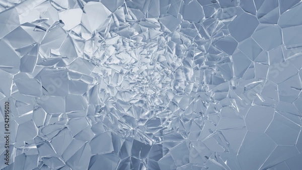 Fototapeta Shattering glass in high detail, 3D rendering.