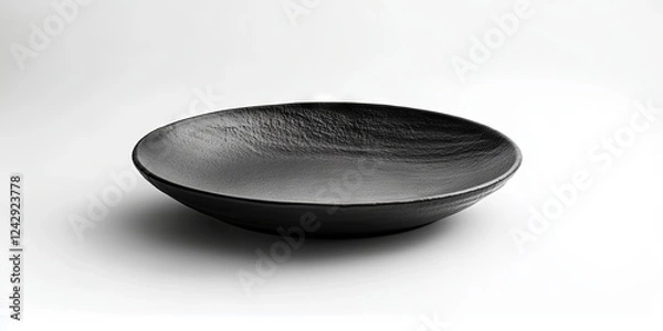 Obraz Black Ceramic Plate - Minimalist Tableware for Elegant Dining