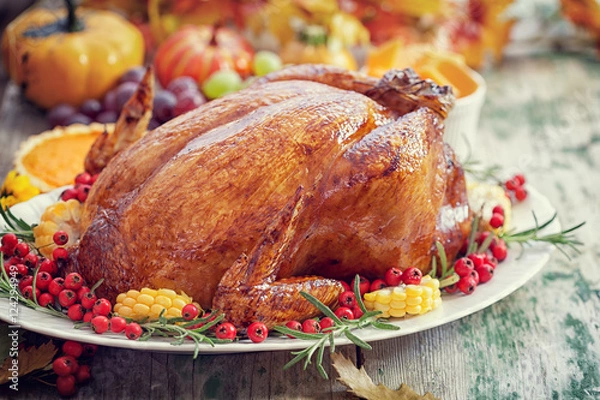 Obraz Thanksgiving Turkey dinner table setting