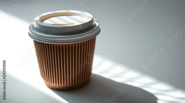 Fototapeta Takeaway coffee cup with a lid mock up isolated on white background.Ai generative