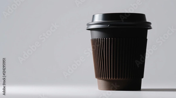 Fototapeta Takeaway coffee cup with a lid mock up isolated on white background.Ai generative