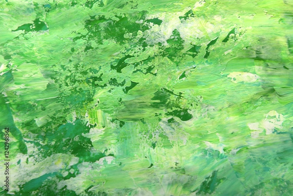 Fototapeta art background in green and white color made from brush strokes