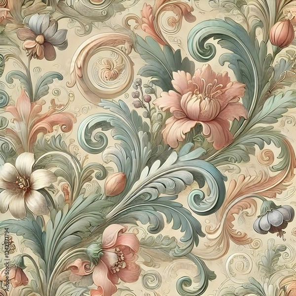 Fototapeta Elegant Floral Pattern with Victorian Flair 
