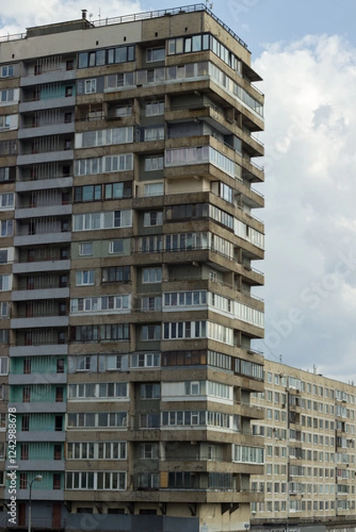 Fototapeta Soviet panel houses, brutalist architecture