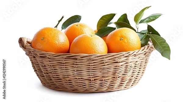 Fototapeta Fresh Oranges in a Wicker Basket