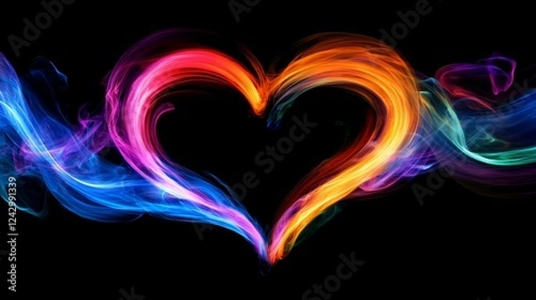 Fototapeta Fluid heart emerges from vibrant colors through long exposure artistry