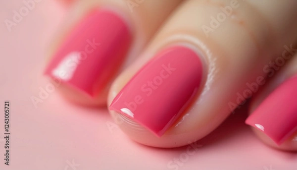 Fototapeta Close-up of rosy nail polish showcasing shine and texture, beauty concept