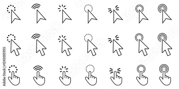 Obraz mouse cursor arrow icons vector illustration in editable stroke.