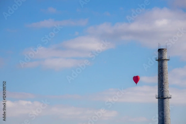 Obraz hot air Heart shape ballooning flying