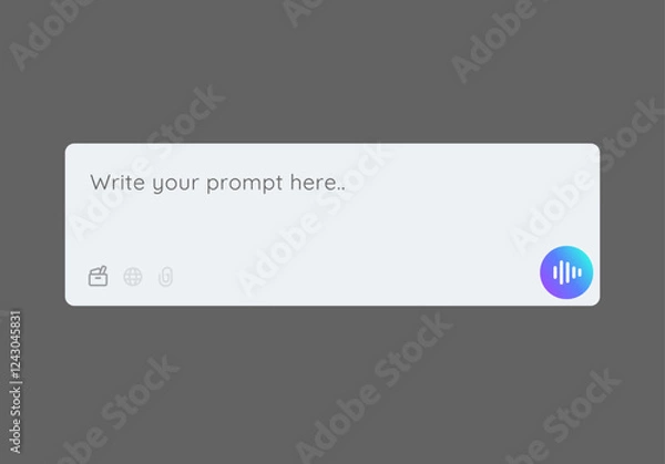 Obraz prompt search bar for AI artificial intelligence large language model user interface design voice search button engineering prompts