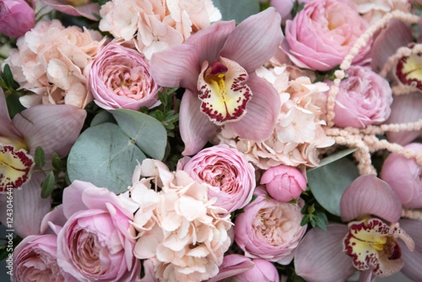 Obraz large orchid buds in an expensive bouquet.