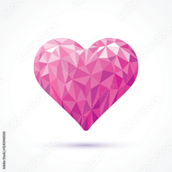 Obraz Polygonal pink heart isolate on white background