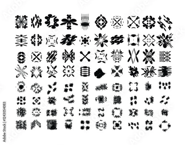 Fototapeta Vector Graphic Assets Set. Bold modern Shapes for Posters Template, flyers, clothes, social media, graphic design, sticker, In Y2k style, Futuristic, Anti-design, Digital Collage, Retro Futurist