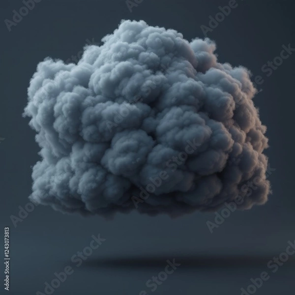 Fototapeta Abstract Dark Grey Smoke Cloud Formation Digital Art Rendering, 3D Model, Dramatic Atmosphere, Textured Puffs, Moody Colors, Isolated Background, Minimalist Style, Smoke Effect, Cloud Texture