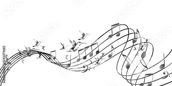 Obraz Music background with music notes vector illustration design. Artistic music festival poster, live concert events, party flyer, music notes signs and symbols