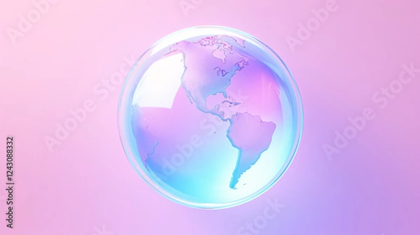 Fototapeta Holographic background with iridescent white, blue, and lilac, ideal for festive decoration and technology presentations.

