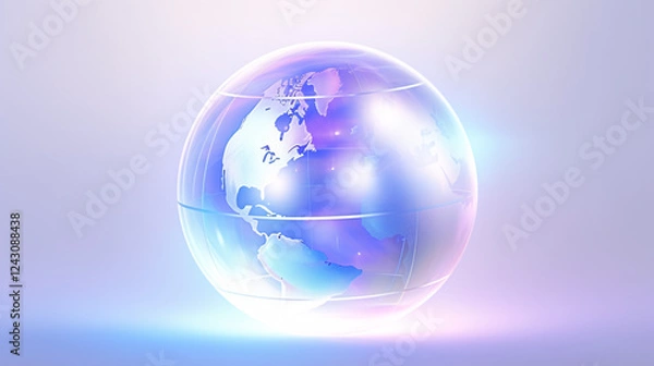 Fototapeta Holographic background with iridescent white, blue, and lilac, ideal for festive decoration and technology presentations.

