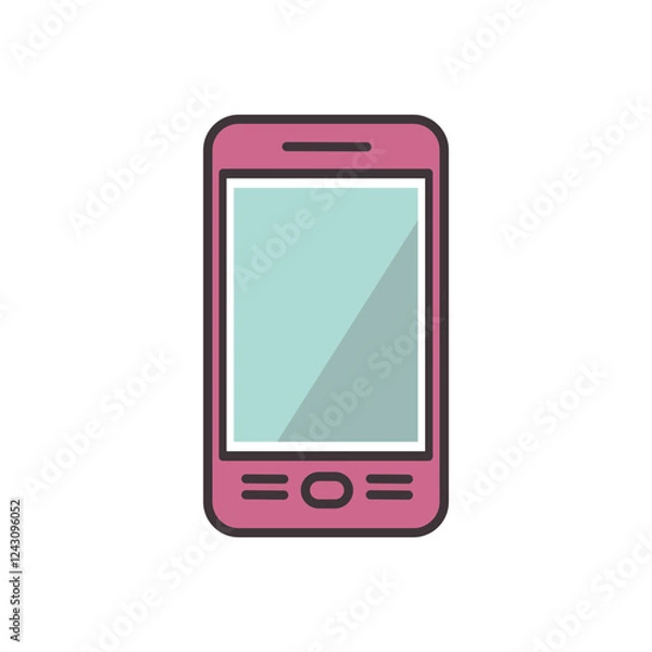 Fototapeta Mobile phone simple colorful flat icon