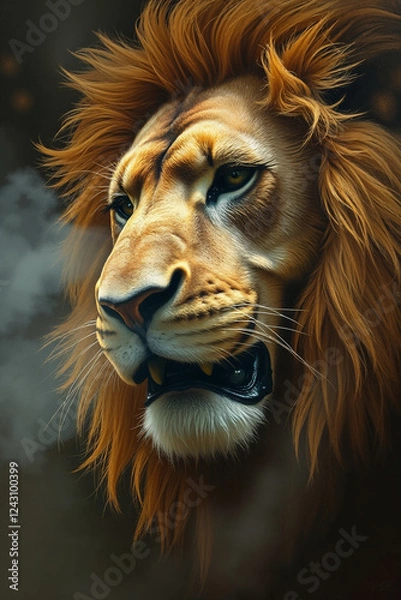 Obraz Portrait of the Timid Lion from The Wizard of Oz in a Fantasy Setting