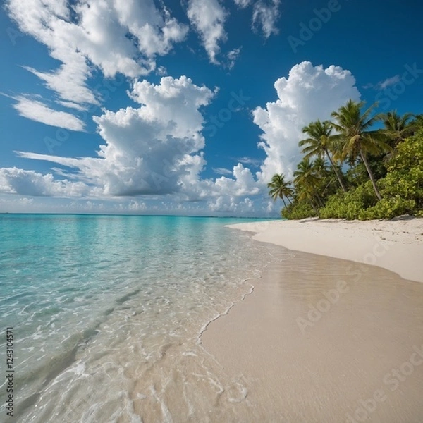 Obraz tropical beach with coconut palm trees