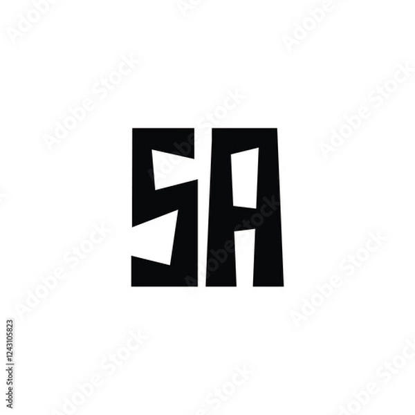 Fototapeta SA monogram logo design letter text name symbol monochrome logotype alphabet character simple logo