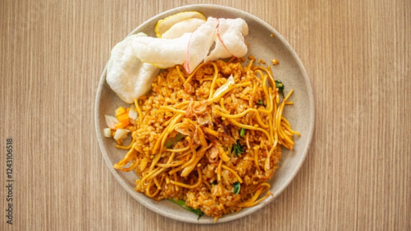 Obraz Indonesian Fried Rice (Nasi Goreng) – Traditional Food Menu Presentation