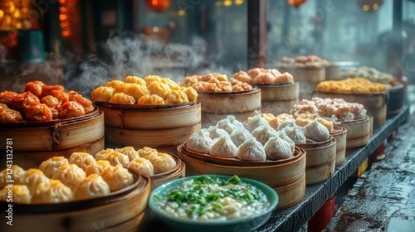 Obraz A Hong Kong dim sum feast with dumplings